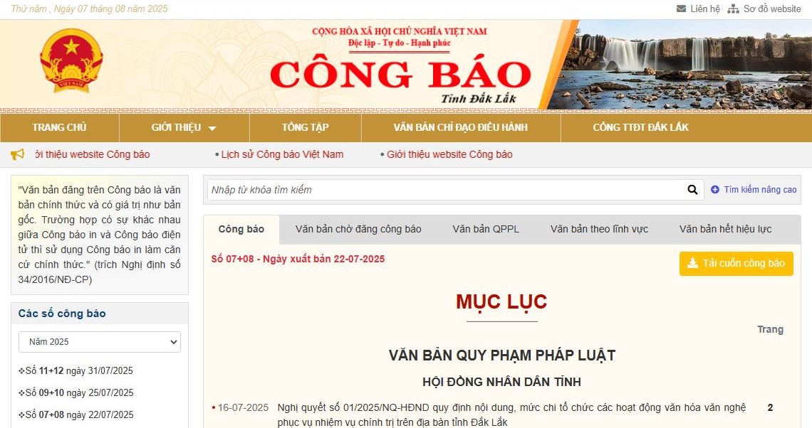 Thông cáo báo chí các văn bản quy phạm pháp luật do Hội đồng nhân dân, Ủy ban nhân dân tỉnh Đắk Lắk ban hành trong tháng 7 năm 2025